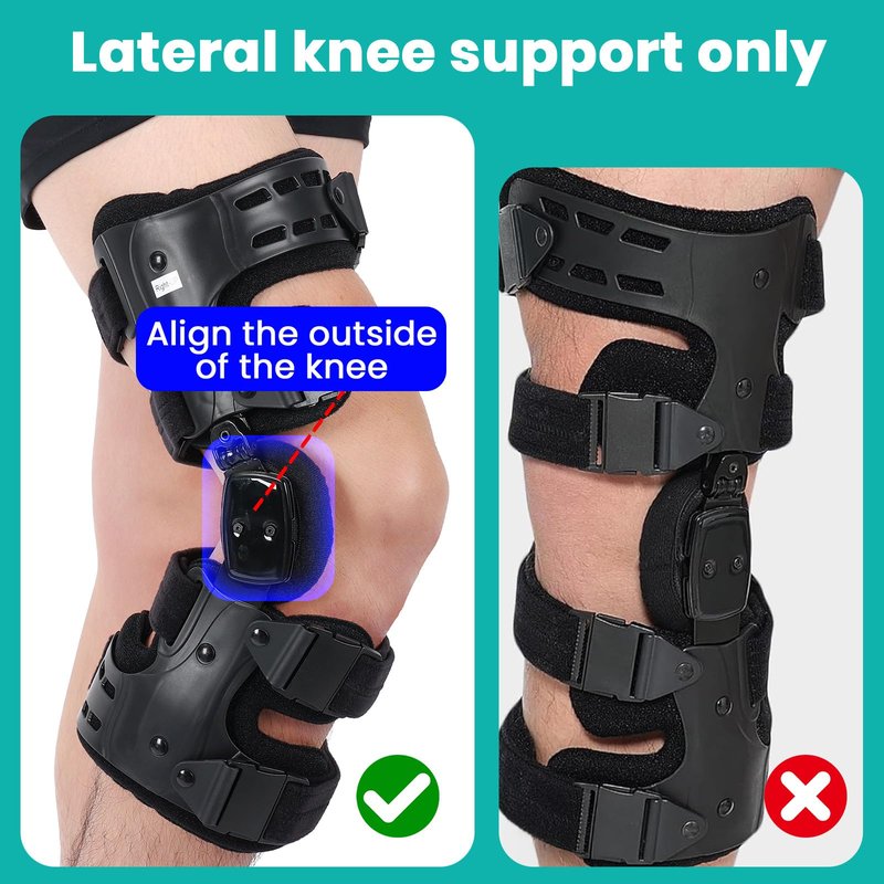 Pryqutia OA Knee Brace for Arthritis Pain Relief, Unloader Knee Brace for Medial & Lateral Compartment Osteoarthritis, Bone on Bone Knee Joint Pain, Degeneration Knees Support (Right)