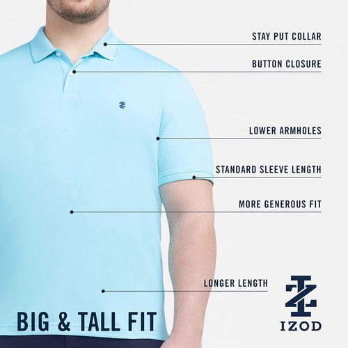 Izod Men's Performance Polo Shirt - Big & Tall Fit for Ultimate Comfort | Short Sleeve