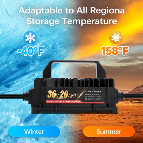 HTAXSCC 36 Volt 20 Amp Golf Carts Battery Charger for EZGO & Yamaha with Crowfoot Plug, Upgraded IP67 Waterproof Lead Acid Battery Charger