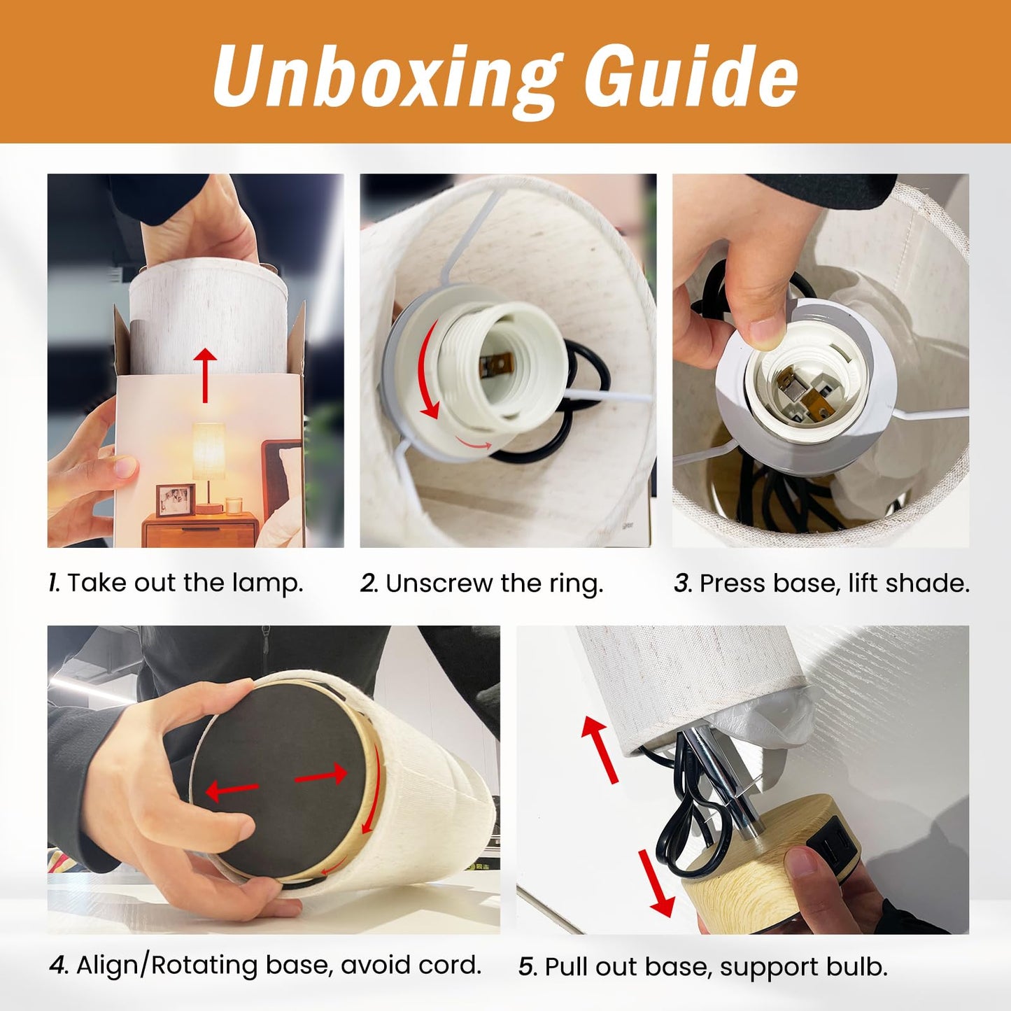 KPQ Small Bedside Lamp Touch Control Table Lamp with USB A+C Charging Ports & AC Outlet 3-Way Dimmable Nightstand Lamp with Linen Fabric Shade for Bedroom Living Room