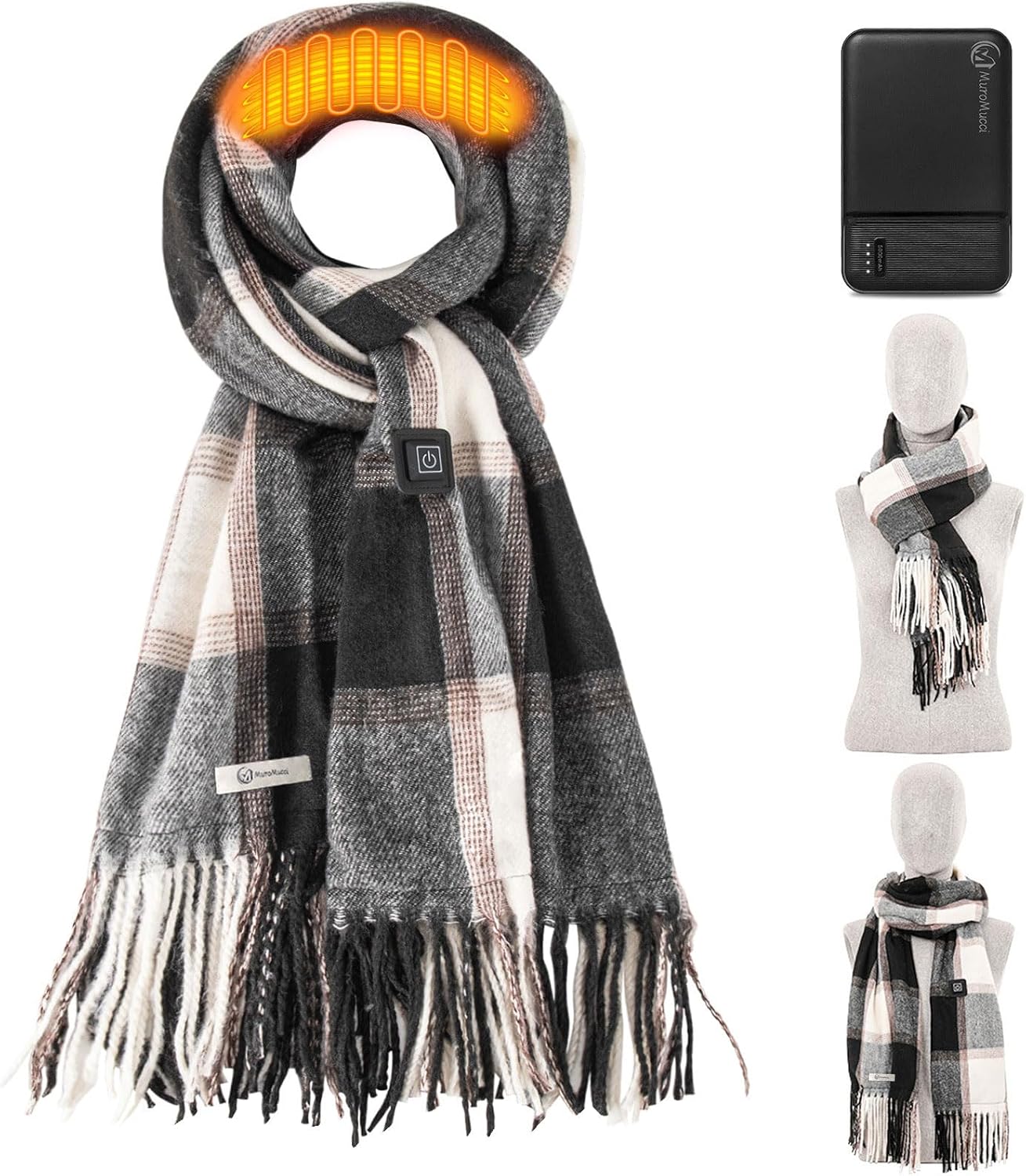 Skiennix Heated Scarf - Rechargeable Neck Warmer for Women & Men | Intelligent Electric Heating, Winter Essential
