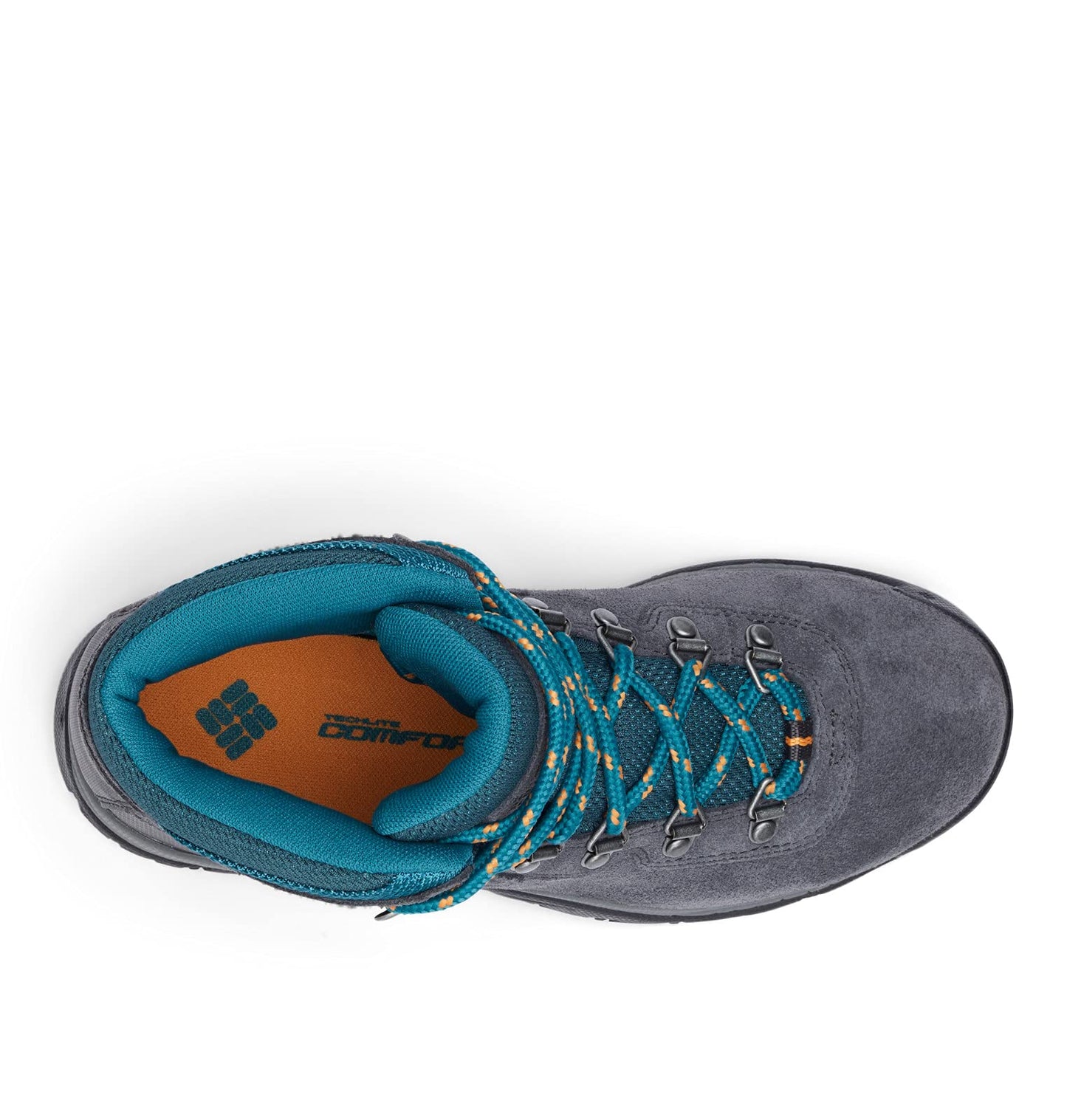 Columbia Womens Newton Ridge Plus Waterproof Amped, Shark/River Blue, 7 Wide