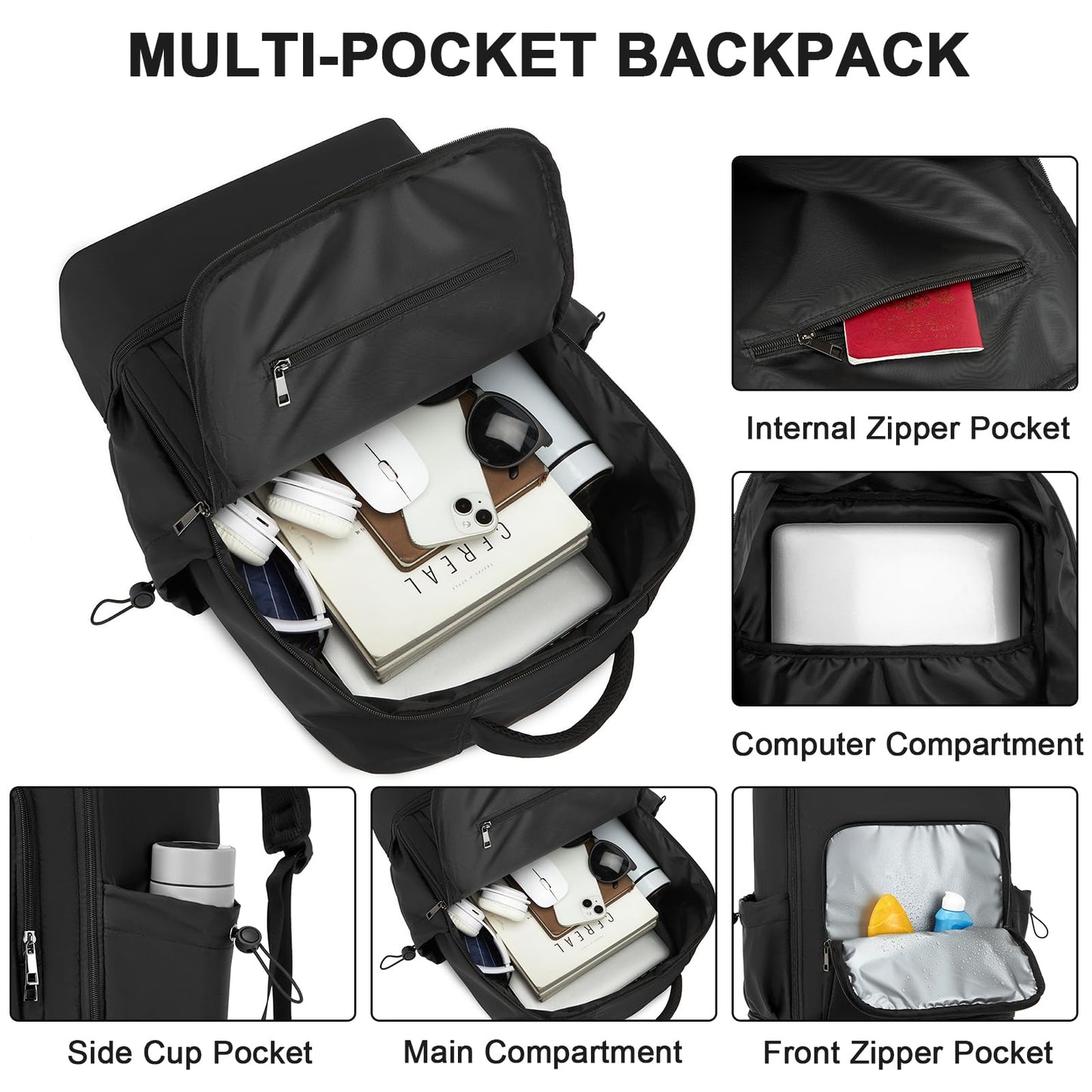 seyfocnia Gym Backpack for Men, Lightweight Sports Back pack With Shoe Compartment, Waterproof Gym Bag Large Workout Trainning Rucksack Casual Travel Daypack 21inch-Black