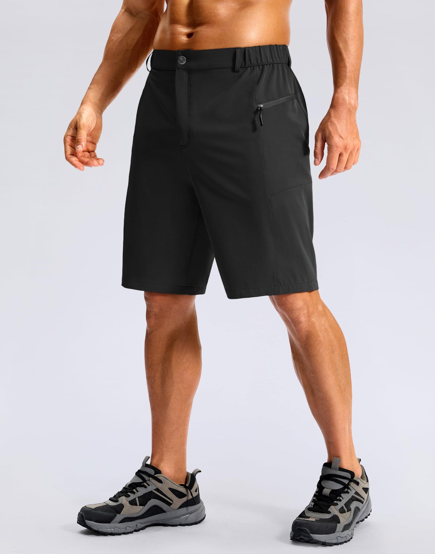 G Gradual Men's Casual Shorts 9" Lightweight Hiking Golf Zipper Pockets Stretch Quick-Dry Breathable Shorts for Travel Work Summer Black