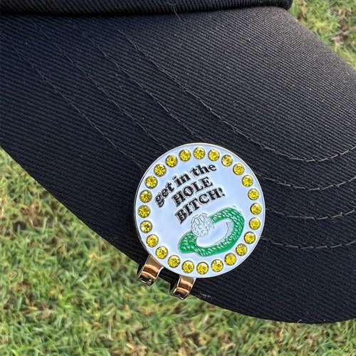Giggle Golf Bling Golf Ball Marker Pack with Hat Clip – Funny Putting Sayings Sparkly Markers for Women Golfers – Fun Golf Gift with Organza Bag & Bonus Hand Cream