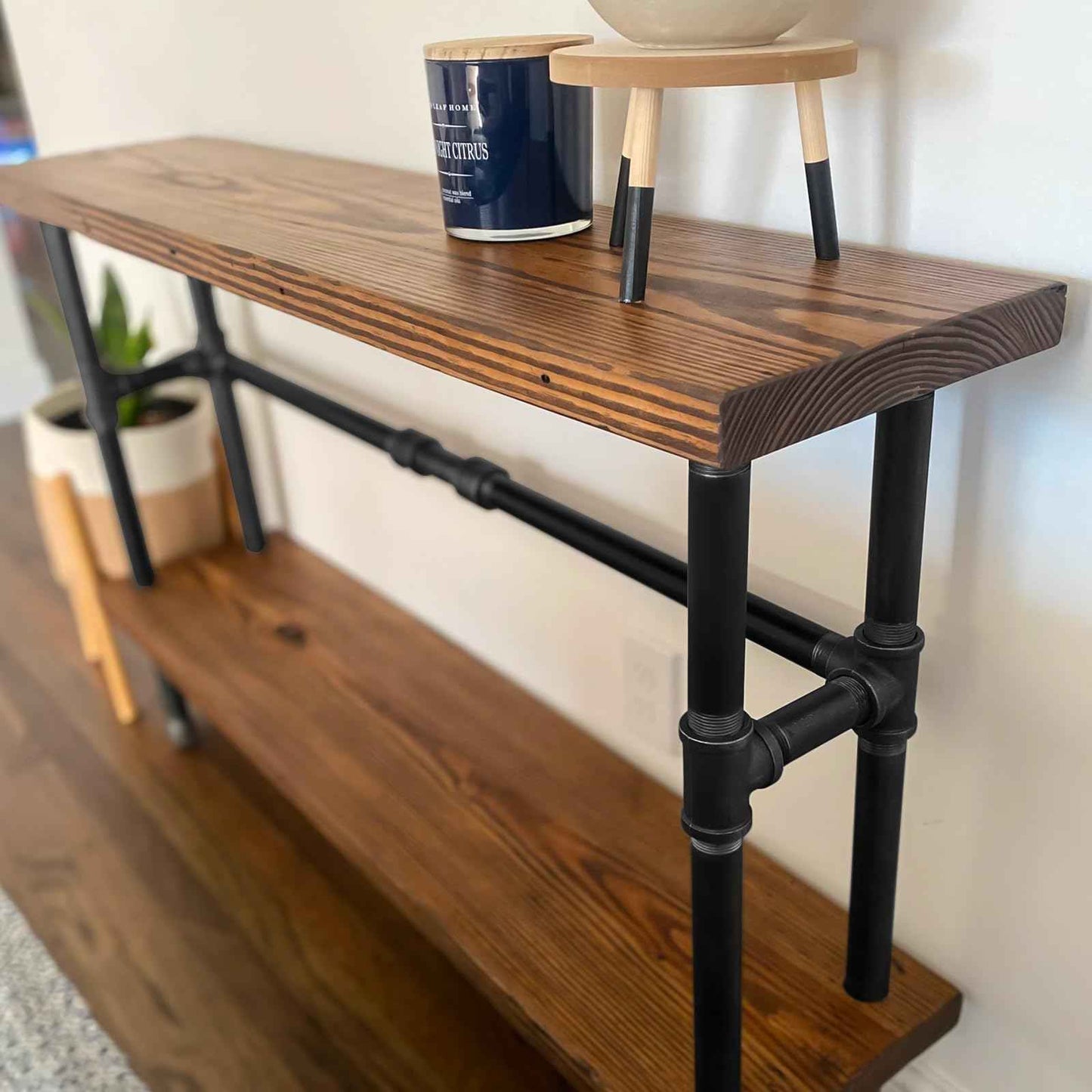 1" Black Pipe Fittings 4-Way Side Outlet Tee - Home Expert 4 Pack Malleable Cast Iron Threaded Pipe Fittings for Industrial Pipe Shelves Bracket, Vintage Industrial Pipe Furniture