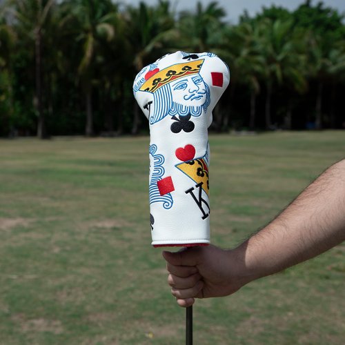 Golf Head Covers Poker Diamond King Driver Headcovers Fariway Wood Head Cover Hybrid Covers Leahter Golf Club Covers for Most Brand(for Hybrid)