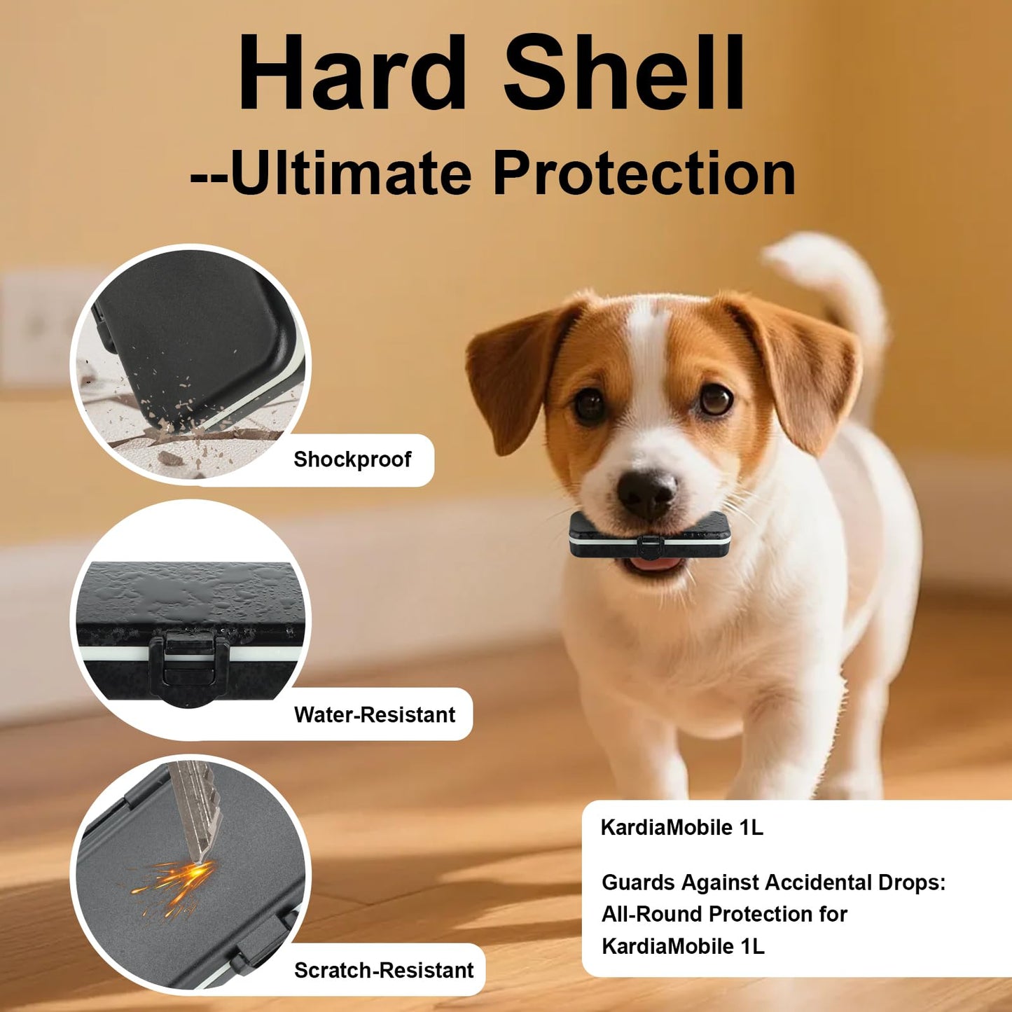 Hard Kardiamobile EKG Monitor Case Fit for KardiaMobile 1L, Durable, Waterproof & Shockproof Kardia Mobile Heart Monitor Protector Quick Access (1L-Black)