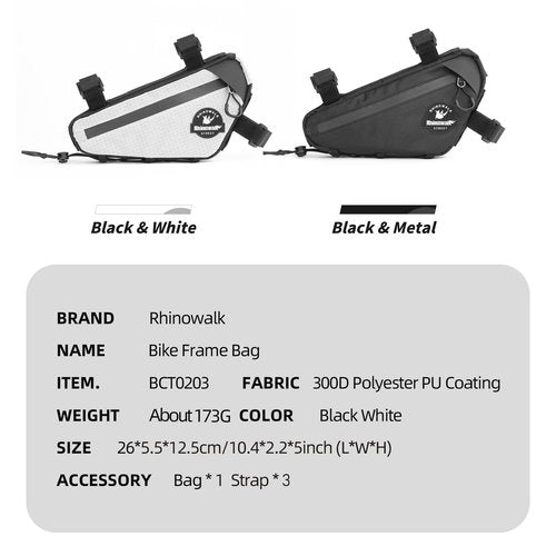 Rhinowalk Bike Frame Bag Waterproof Bike Triangle Bag Bicycle Pouch Professional Cycling Accessories-White