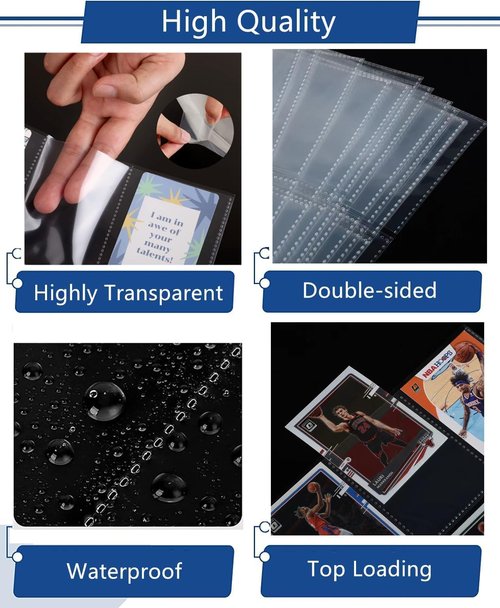 1800 Pockets Card Sleeves by [Brand Name] - Double-Sided Clear Trading Card Pages for 3 Ring Binders