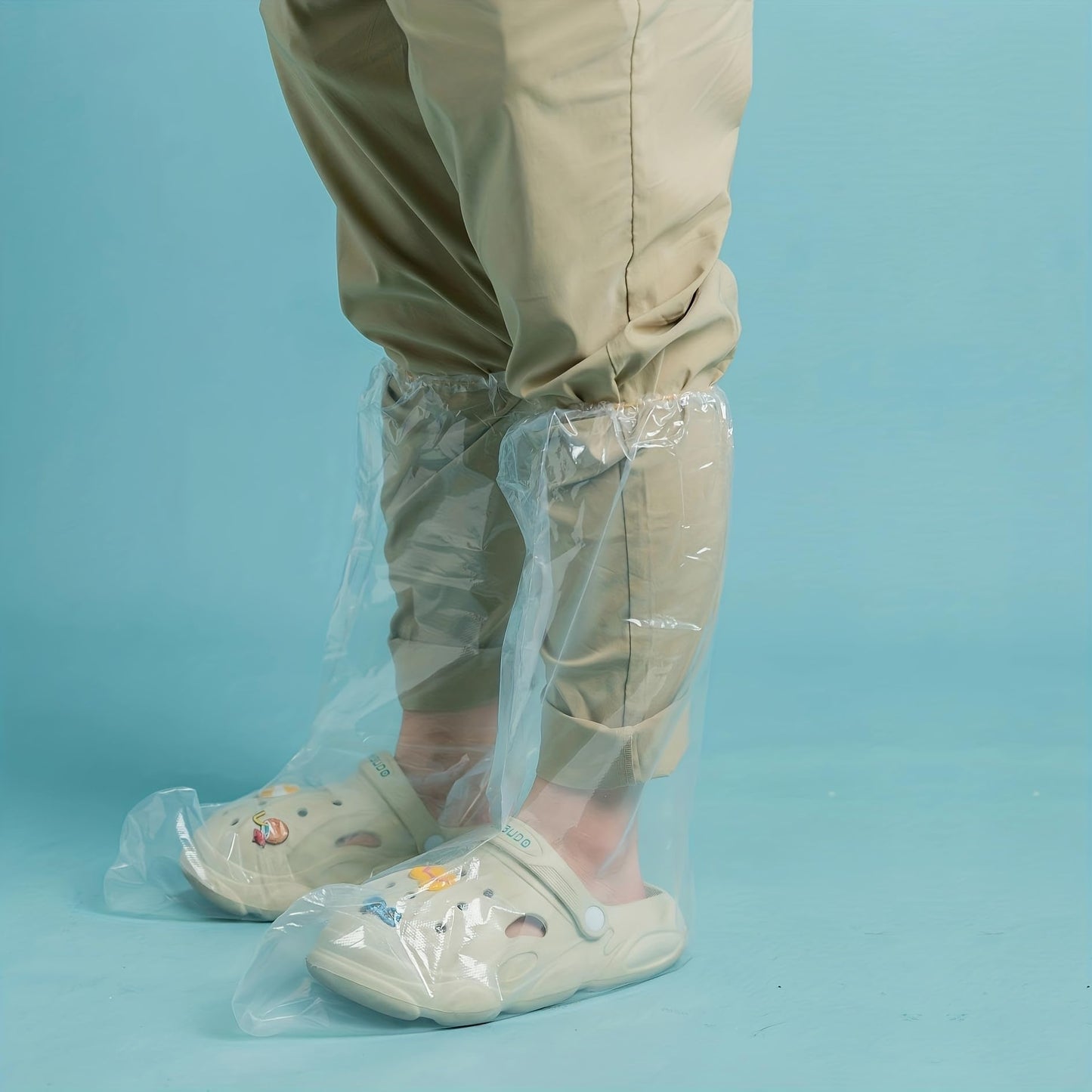 Fancystyle Pack of 20 Disposable Thicker Boot and Shoe Covers 19 inch Tall Extra Large Resistant Water/Skid Resistant Clear (20)