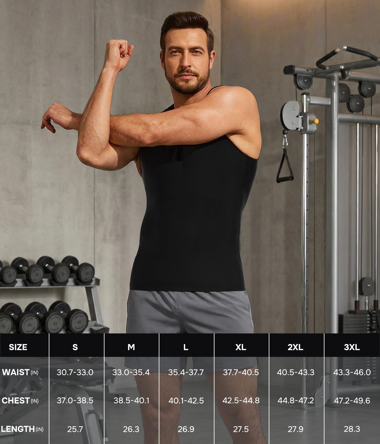 Eleady Compression Shirt Men Sleeveless - Gym Tank Tops Men's Slimming Compression Tank Body Shaper - Black,Large