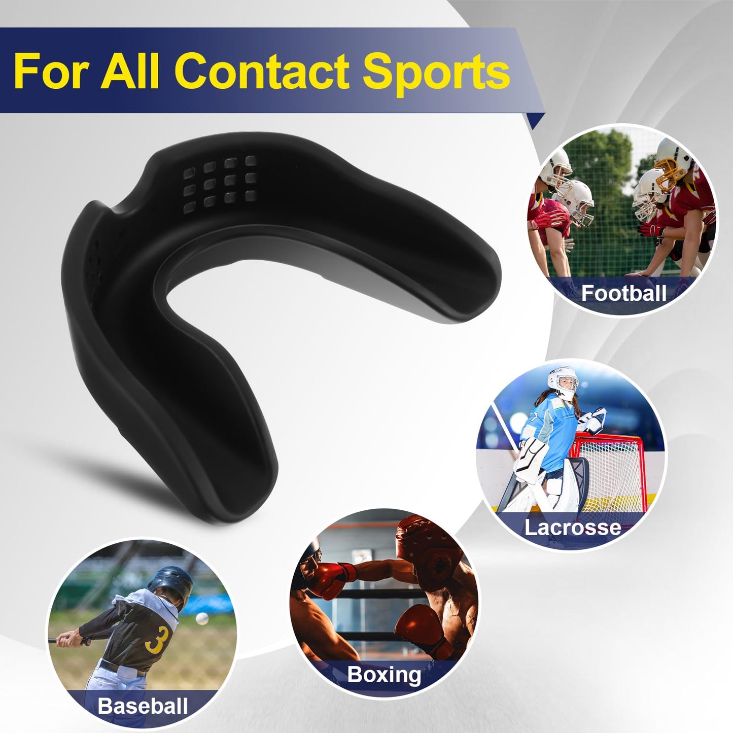 BBTO 10 Pack Sports Mouth Guard, Moldable Breathable Mouthguard with Perforation for Men Women Adult Team Sports(Black)