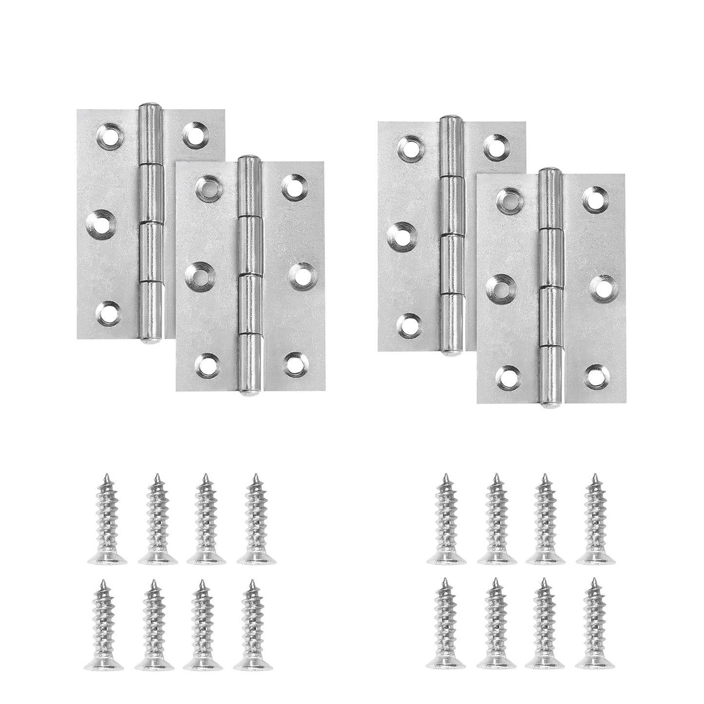 2-3/8" Door Hinge, Zernmiarder 12 Pcs Stainless Steel Butt Hinges, Silver Window Hinges, Interior and Outdoor Hinge with Screws, 60 x 38 x 1.2mm