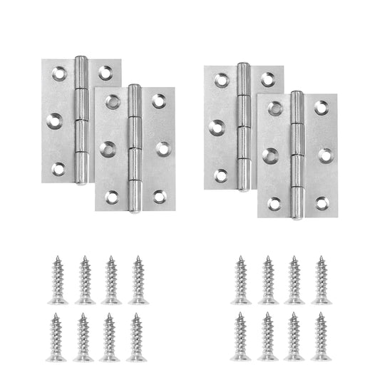 2-3/8" Door Hinge, Zernmiarder 12 Pcs Stainless Steel Butt Hinges, Silver Window Hinges, Interior and Outdoor Hinge with Screws, 60 x 38 x 1.2mm