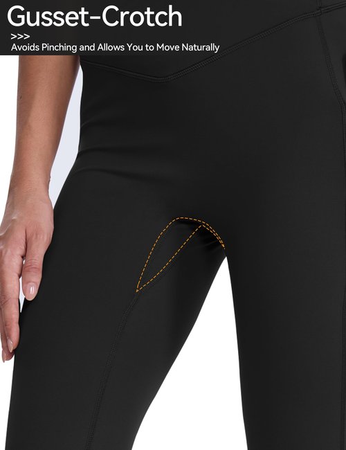 CHALLMOTI Women's Knee Length Capri Leggings with Pockets Yoga Workout Capris Pants Stretch for Running Casual Black M