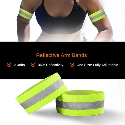 Knuckle Lights Reflective Running Gear Safety Bundle - Reflective Vest, LED Safety Light, Reflective Bands, Night Safety Gear for Runners, Cycling, Hiking, Walking - High Visibility Reflective Gear