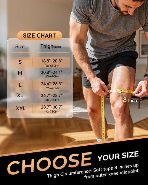 Copper-Infused Thigh Compression Sleeves 1 Pair [Upgrade Medical-Grade & Anti-Slip] Hamstring Compression Sleeves for Workouts, Sports Recovery and Quad & Groin Support, Breathable Upper Leg Sleeve for Women & Men - M