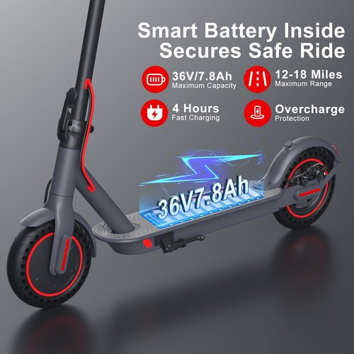 **Skiennix Electric Scooter - 500W Power, 18MPH, 12-18 Miles Range, Foldable Design, Dual Braking**