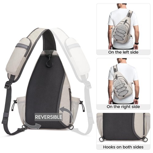 G4Free Pickleball Bag Sport Tennis Sling Bag Lightweight Pickleball Paddle Bag, Ivory, L