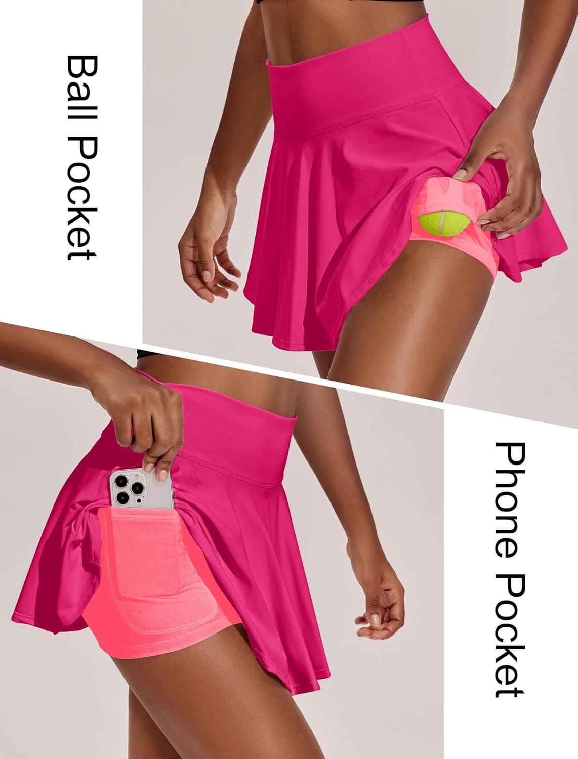 PINSPARK Women's Tennis Skirt - Pleated Athletic Skort with Pockets | High Waisted Golf Skirt for Workout