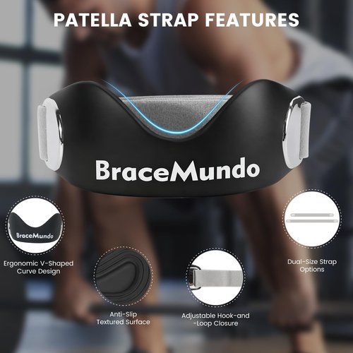 bracemundo 2 Pack Patellar Tendon Knee Strap – Adjustable Knee Brace for Jumper’s Knee, Tendonitis, Arthritis, Running, Basketball, Squats – Non-Slip Patella Band for Pain Relief & Joint Support