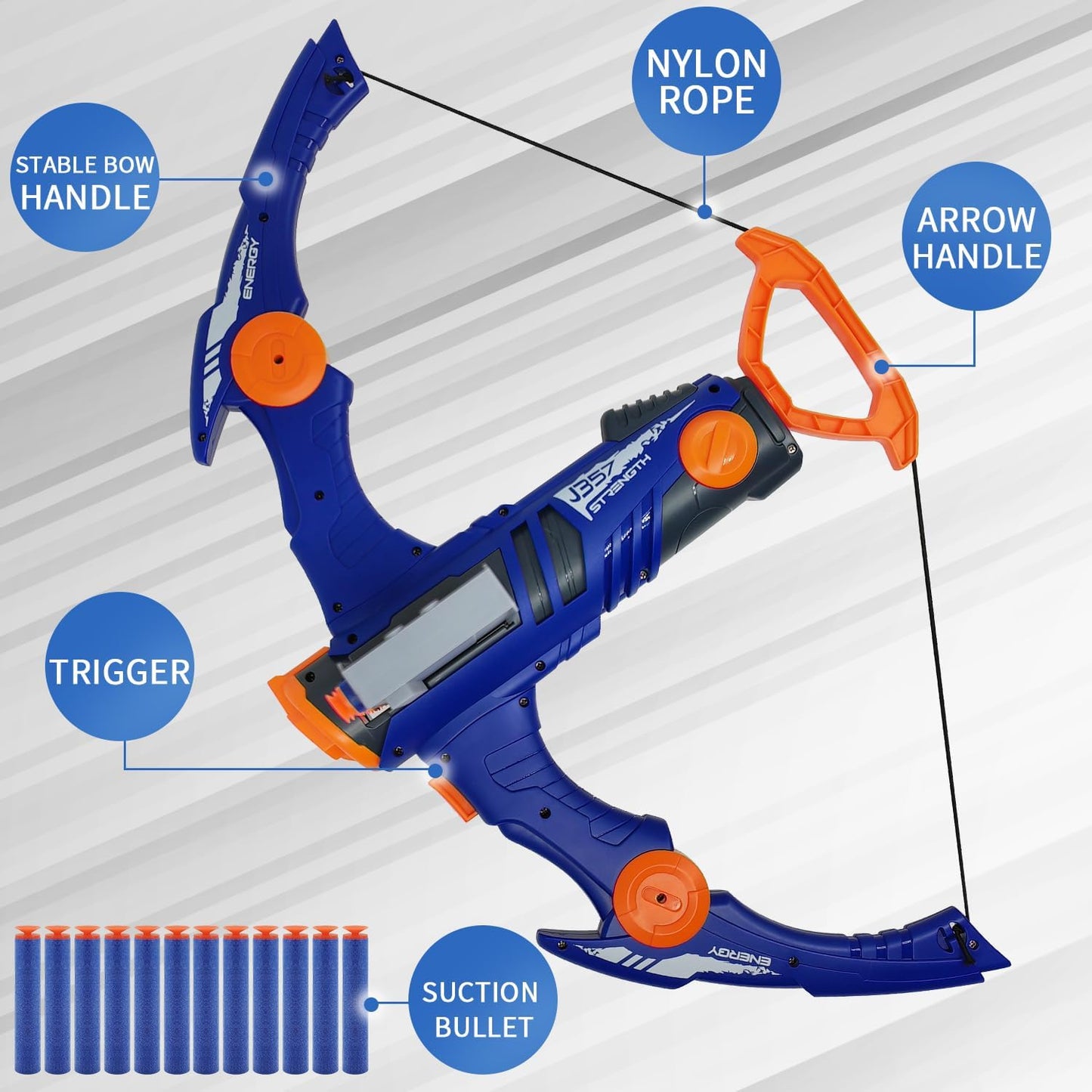 Skiennix Toy Bow and Arrow Set - 12-Dart Clip Foam Archery with 36 Darts, Goggles & Target | Blue Birthday Gift