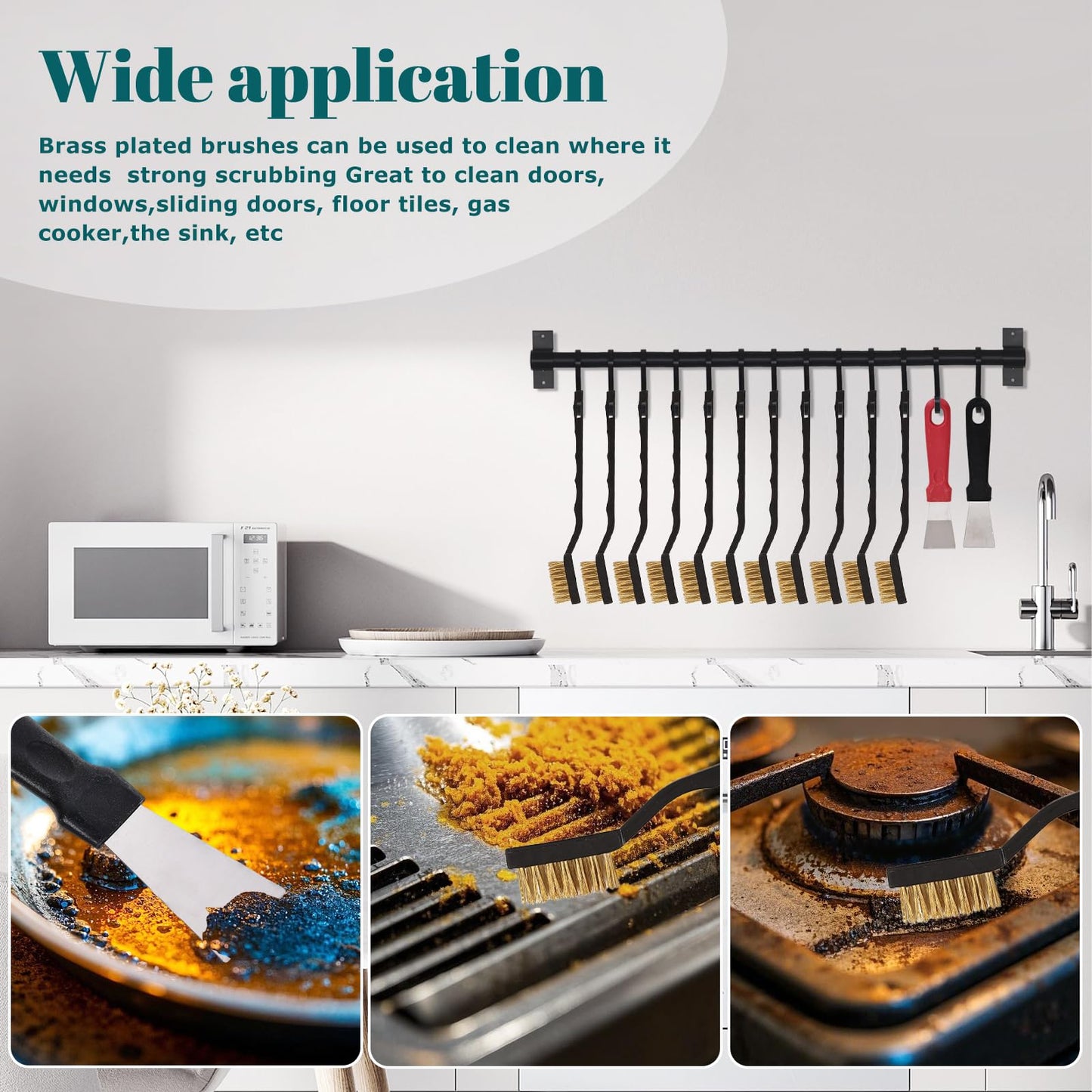 Jikvmis 20 Pcs Mini Wire Brush Brass Brush Set, Curved Handle Masonry Brush Wire Brush for Cleaning Welding Slag and Rust