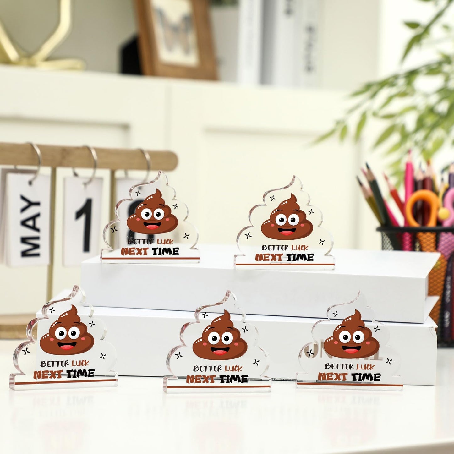 Equsion 12 Pcs Acrylic Awards Trophies Poop Emote Trophy Fun Award Gift Bulk Cute Funny Award Trophy Team Gifts Humorous Awards Prize for Events