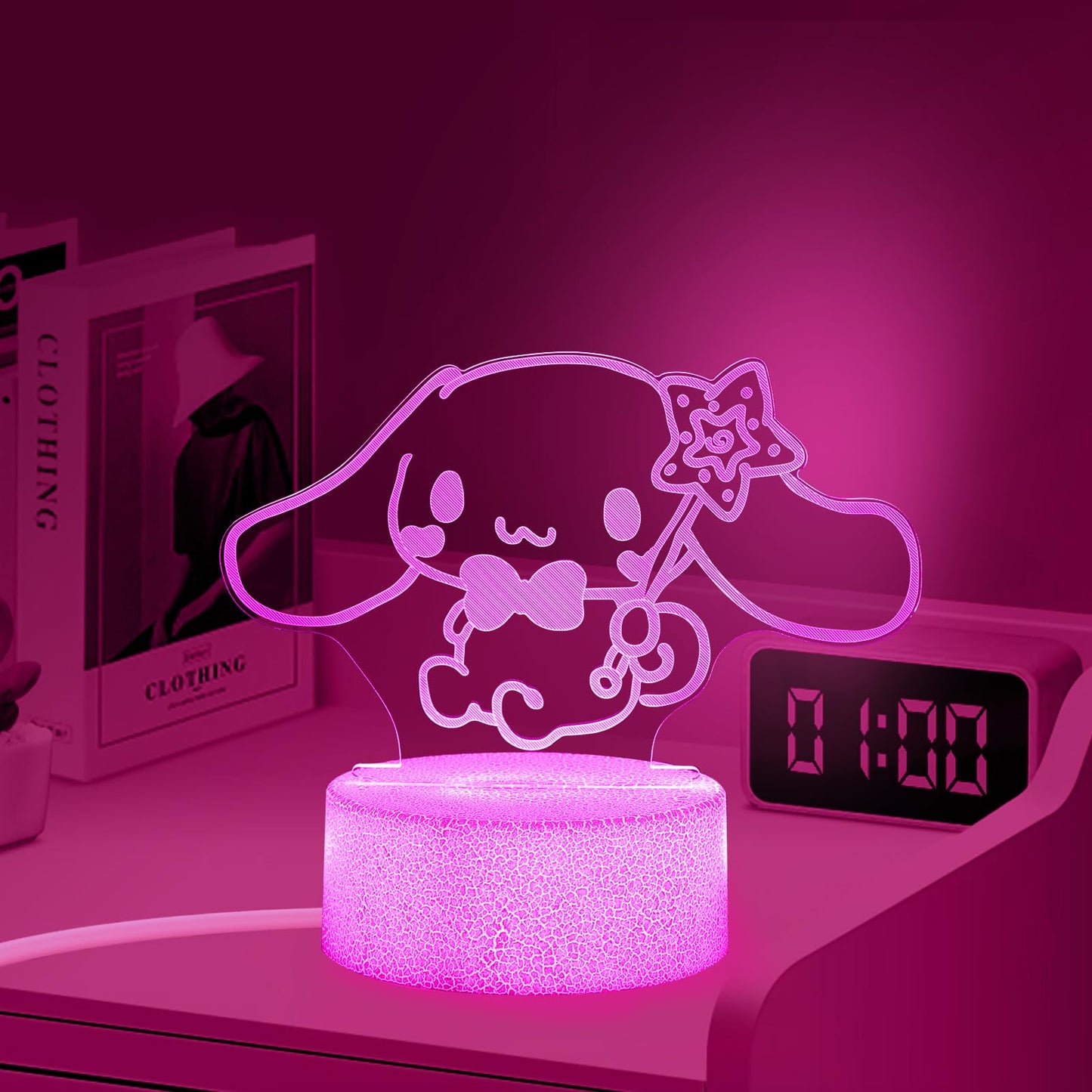 sunduck Pink Kawaii Night Light with Corded Control- Cute Dreamy Girls Room Decor, Perfect Birthday/Christmas Gift for Kids, Unique Holiday Present