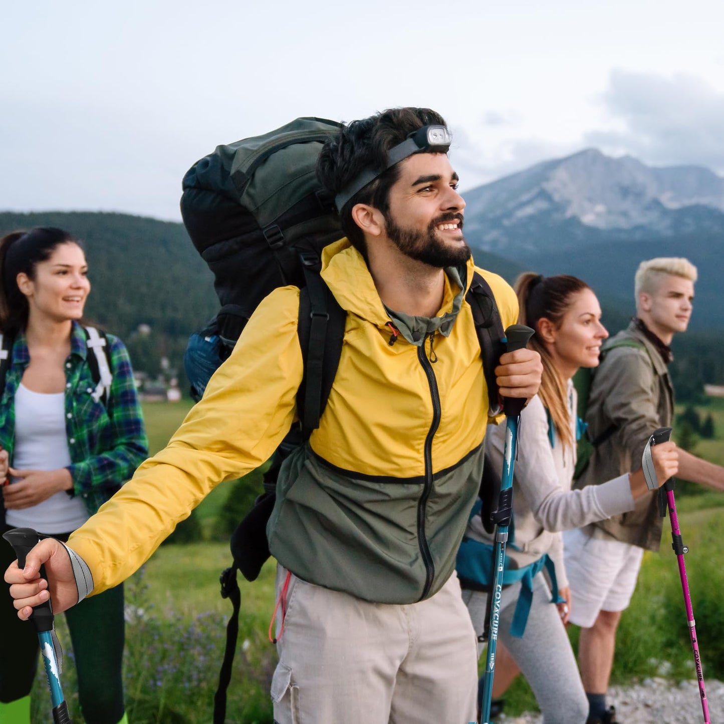 Covacure Hiking Poles Collapsible Trekking Poles - Aluminum Alloy 7075 Walking Sticks with Telescopic & Foldable Tri-fold Design Hiking Gear for Women Men, Camping, Climbing