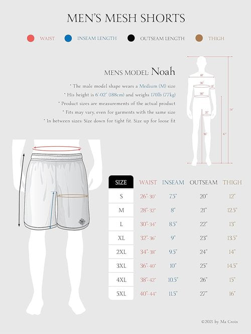 Ma Croix Men's Basic Mesh Shorts - Comfortable Basketball & Gym Workout Shorts with Pockets