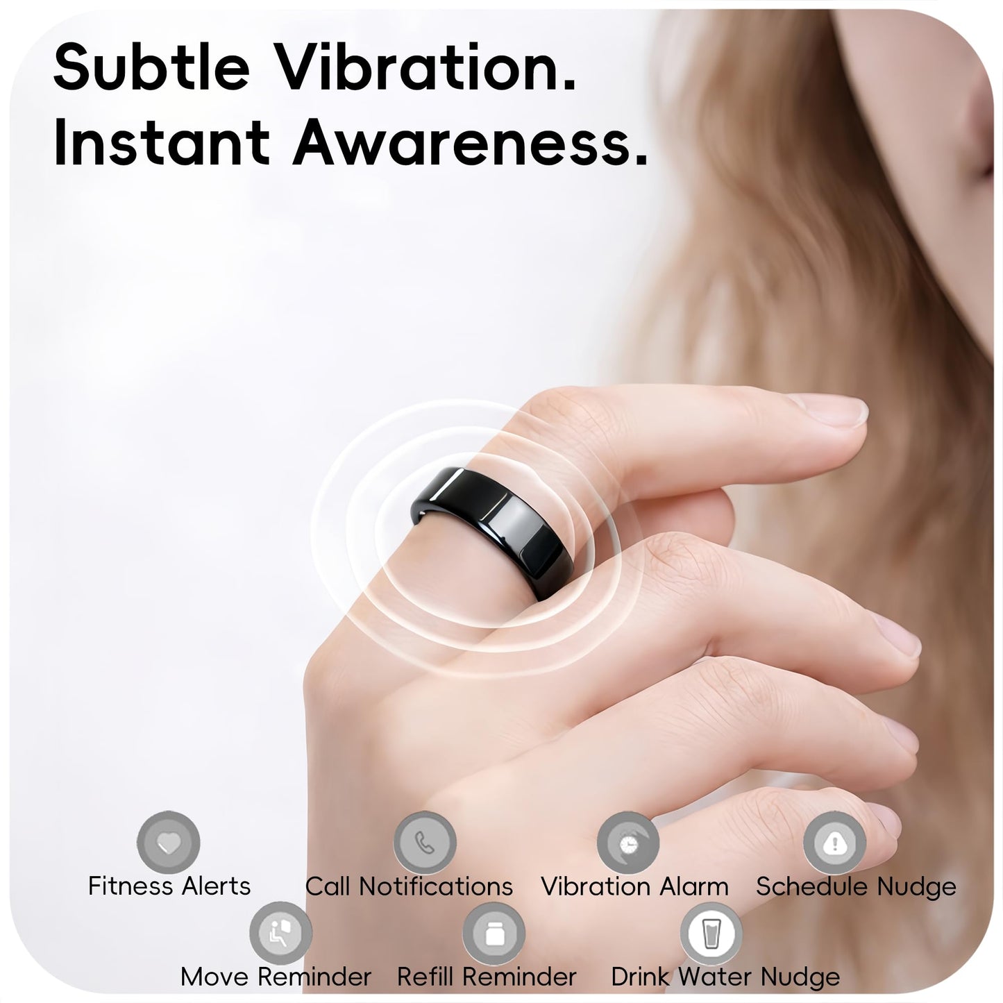 BlissfulTails Gen 2 Pro Smart Ring for Men Women: Health, Fitness & Sleep Monitor, SOS, Touch Control, Heart Rate, Vibration, Waterproof, iOS Android, Gift (Silver, Size 9)