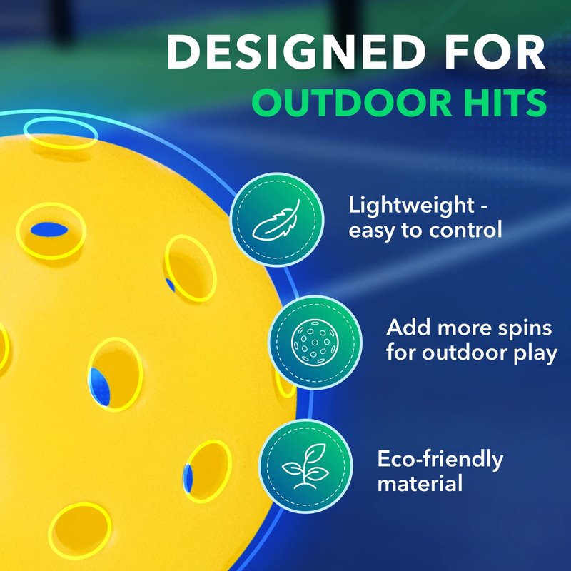 Hajimari Indoor Outdoor Pickleball Balls - 3 Pack 40 Hole USAPA Approved Pickleballs for Indoors and Outdoors, Storage Tube | Beginner and Professional Play | Neon Yellow or Green