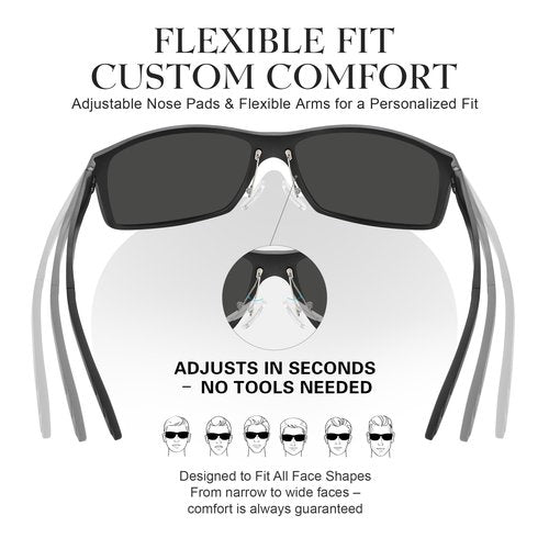 gesruny Polarized Sports Sunglasses for Men and Women - Ultra-Light Al-Mg Alloy, Glare-Busting Comfort-Fit for Riding Running