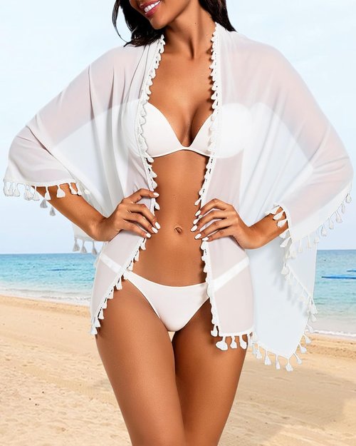 CHICGAL Women Beach Sarong Wraps with Tassels Swimsuit Coverup Summer Bathing Suit Cover Up Casual Swimwear 2026