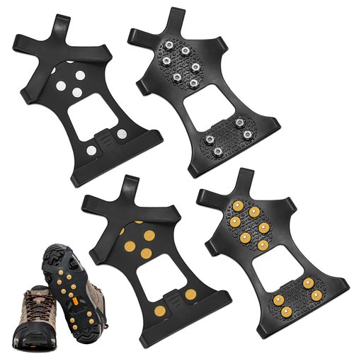 2 Sets Anti-Slip Shoe Spikes for Snow and Ice – Durable Rubber Shoe Covers with Steel Studs, Ice Grippers for Winter Walking, Hiking, and Outdoor Work