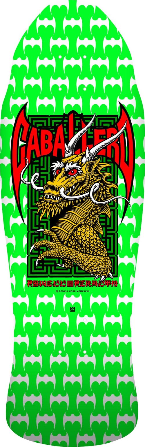 Powell Peralta Steve Caballero Street Dragon Reissue Skateboard Deck, Green/White, 9.625" x 29.75"