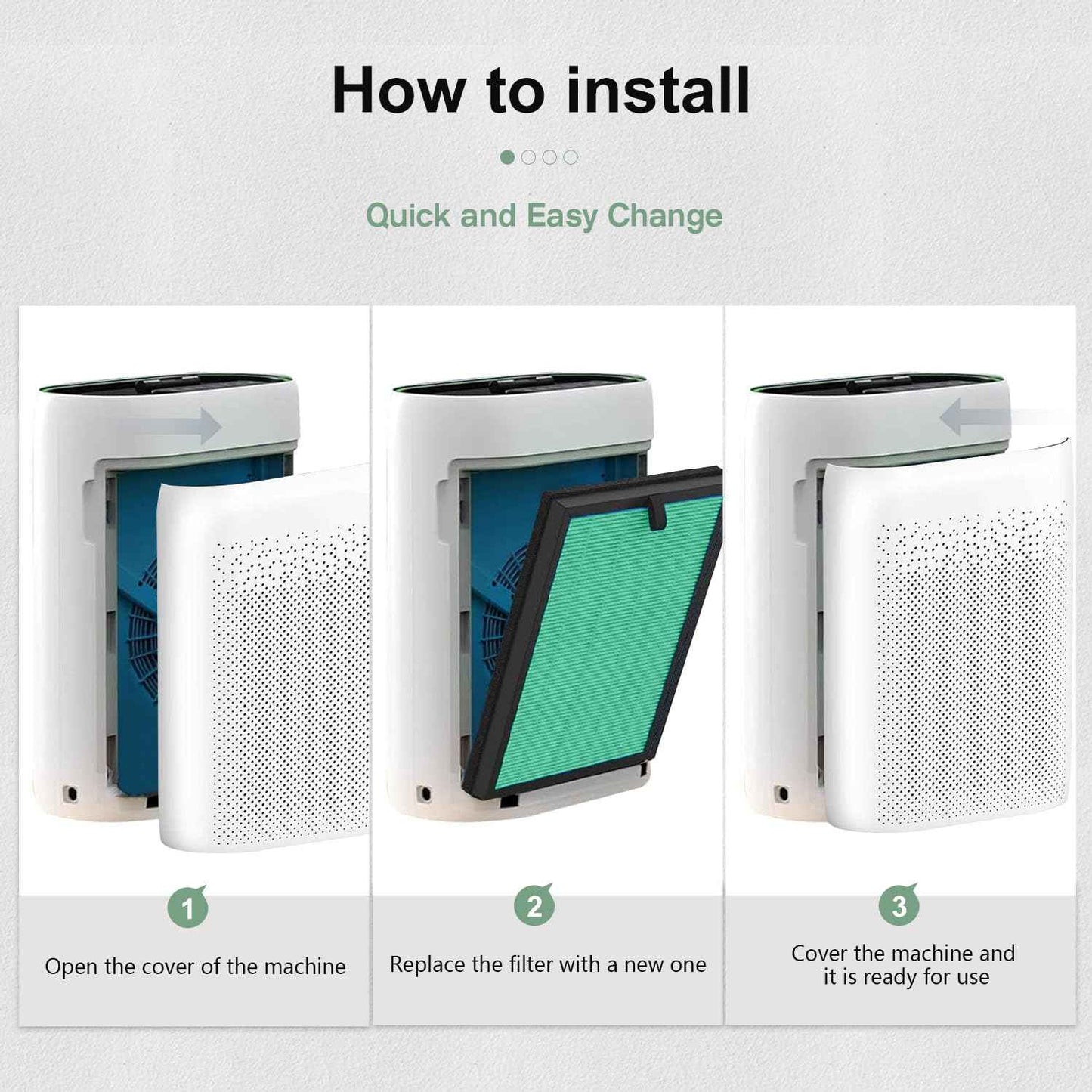 MKD05 Air Filter Replacement Compatible with AROEVE MKD05 Air Purifier, 4-in-1 High-Efficiency HEPA Filter, True HEPA Filter with Activated Carbon Filter, 2 Pack (MKD05-Green-Pet-2Pack)