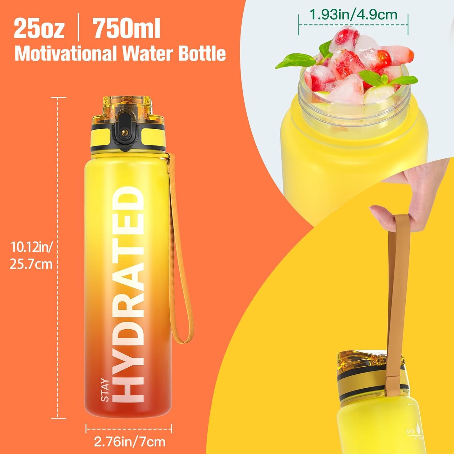 Sahara Sailor Water Bottle - Durable, Leakproof Tritan Design with Motivational Time Marker | 32/25/17oz Options
