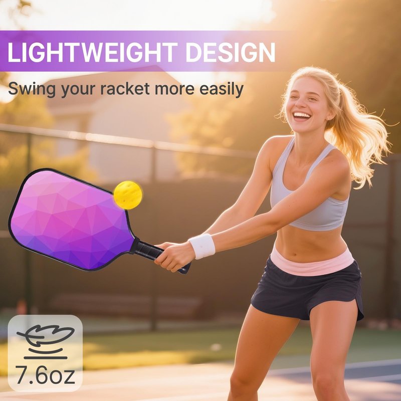 Ragebby Pickleball Paddles Set of 2 Lightweight Pickleball Rackets, Fiberglass Surface, 4 Balls, 1 Bag, 2 Grip Tape, Pickleball Paddles Set for Men, Women