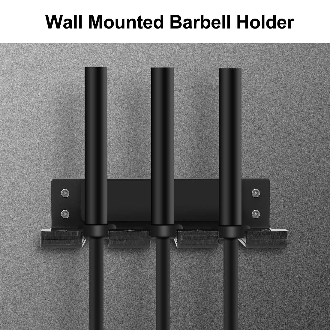 Uboway Vertical Olympic Barbell Holder - 3 Bars Wall Mounted Barbell Hanging Storage Hanger Rack Home Gym Accessory (Black)