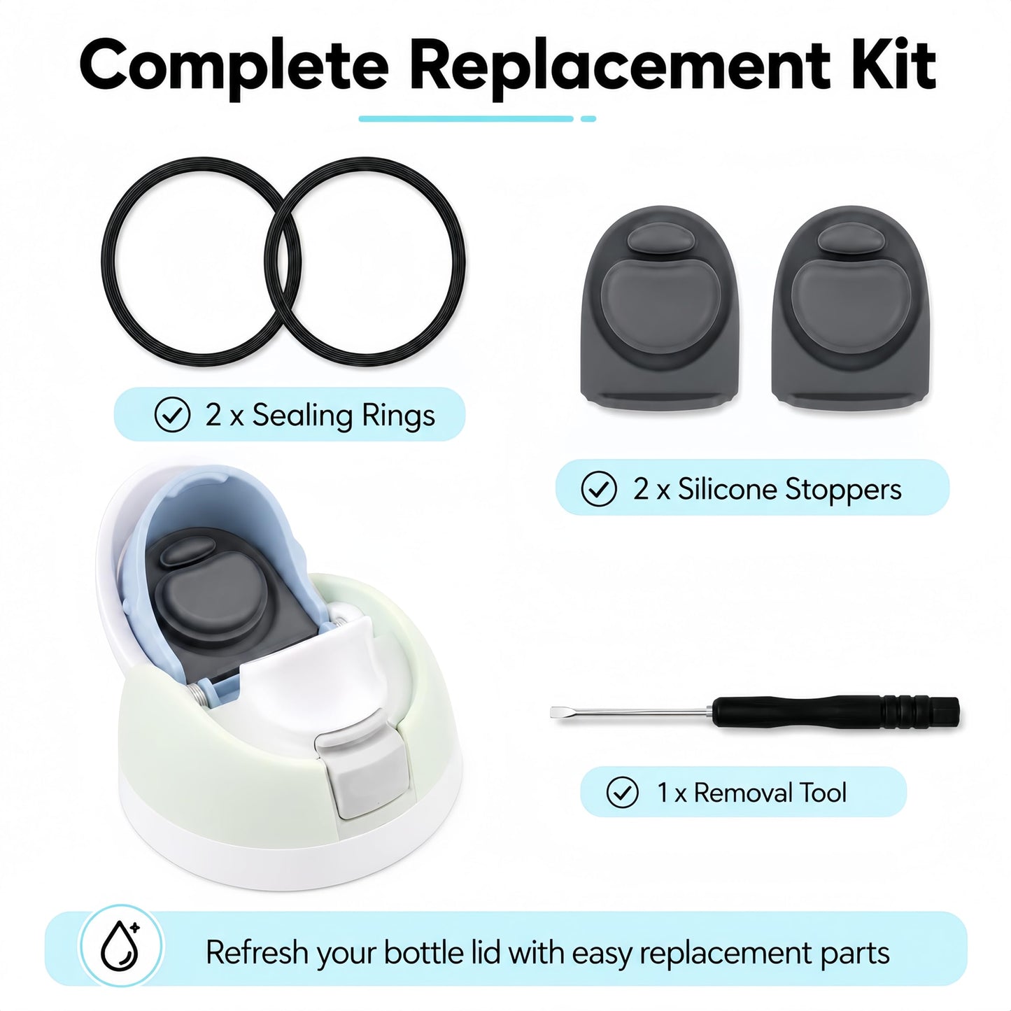 Joshey Rubber Seal Replacement Gasket Stopper Set for Owala FreeSip 24/32oz