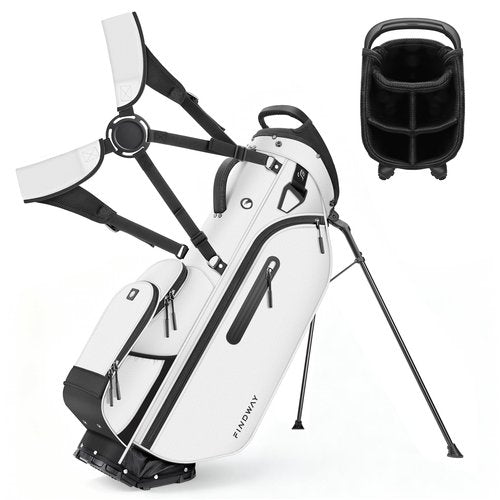 Findway 5 Way Golf Stand Bag, Lightweight Golf Bags for Men Women with Full Length Dividers Multiple Pockets Padded Dual Strap and Rain Cover Hood