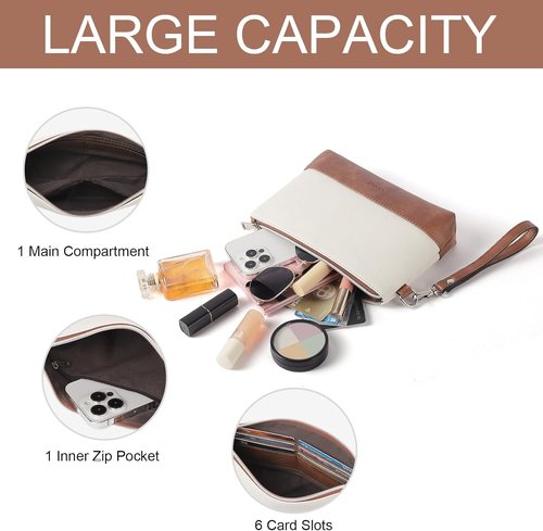 CLUCI Leather Wristlet Wallet - Large Capacity Clutch Purse for Women | Slim Travel Organizer in Stylish Design