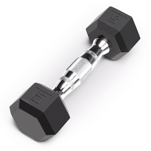 Marcy Classic Rubber Hex Dumbbell with Knurled Grip for Strength Training and Bodybuilding 5-lbs Single Dumbbell IBRH-005