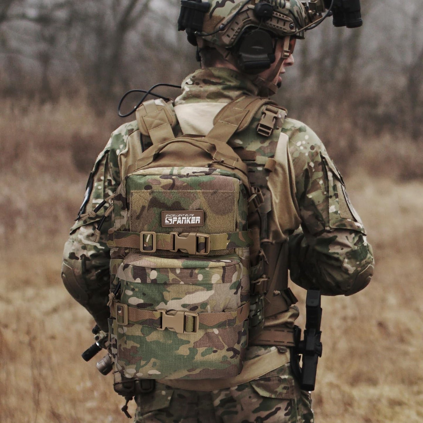 EXCELLENT ELITE SPANKER Tactical Small MOLLE Hydration Pack Water Bladder Carrier Pack for Tactical Vest Backpack Plate Carrier (Multicam-Nylon)