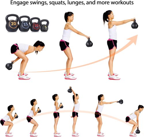 F2C Kettlebell Set - 4 Piece Strength Training Weights for Full Body Workout | 5lb, 10lb, 15lb, 20lb