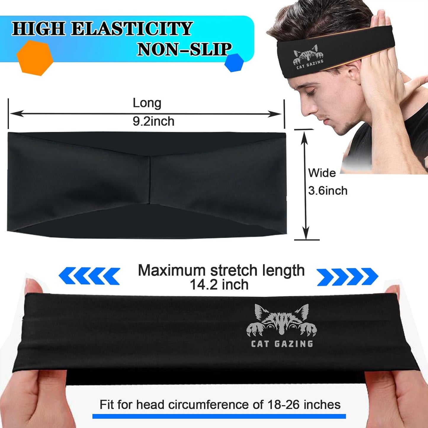 Skiennix 3-Piece Headband Set for Men | Sports Sweatbands for Workout & Running - Comfortable Fit