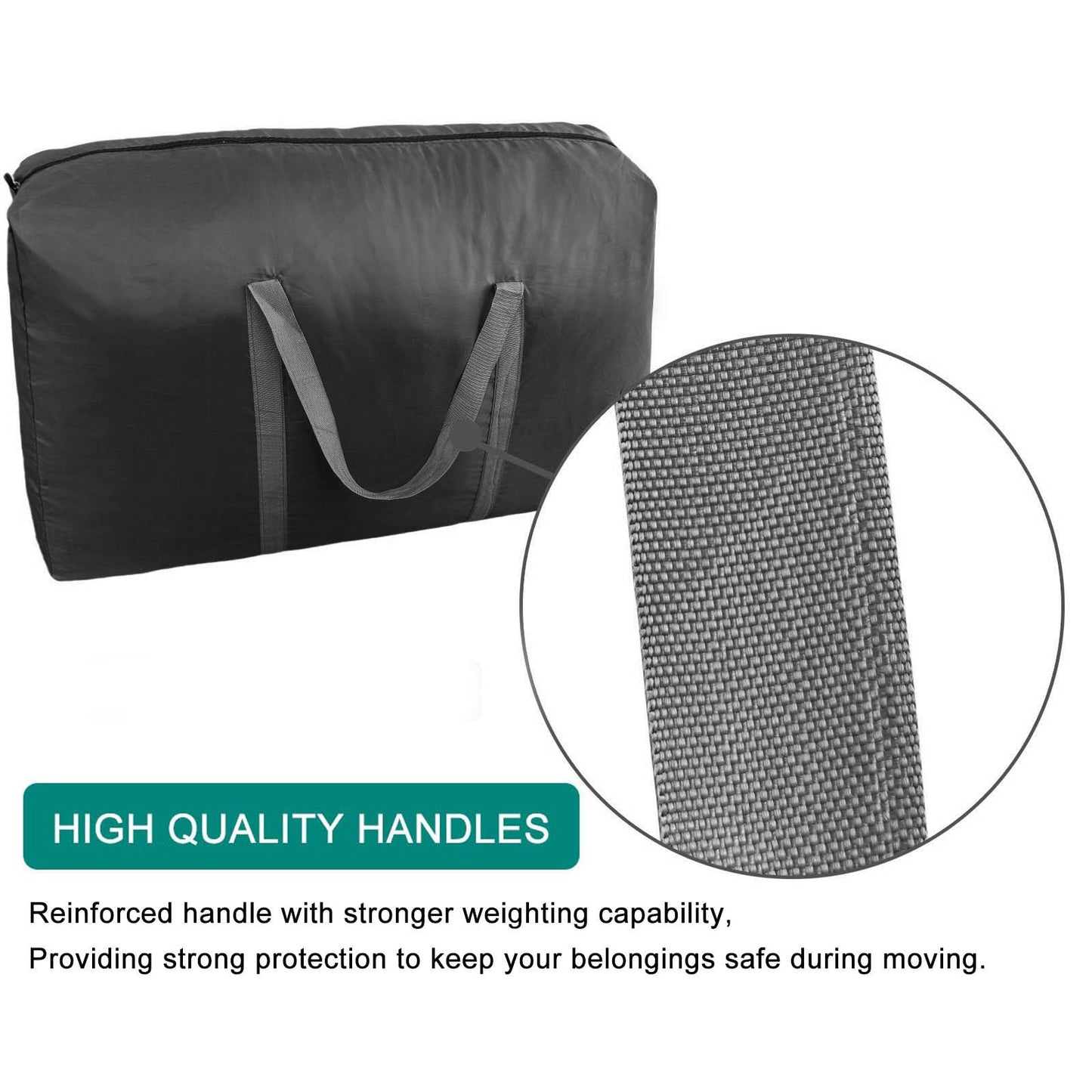 100L Extra Large Storage Bags, Big Moving Bags with Strong Zippers & Carrying Handles, Packing Bags for Moving, Storage, Travel and Camping, Storage Totes For Space Saving (Black, 4 Pack)